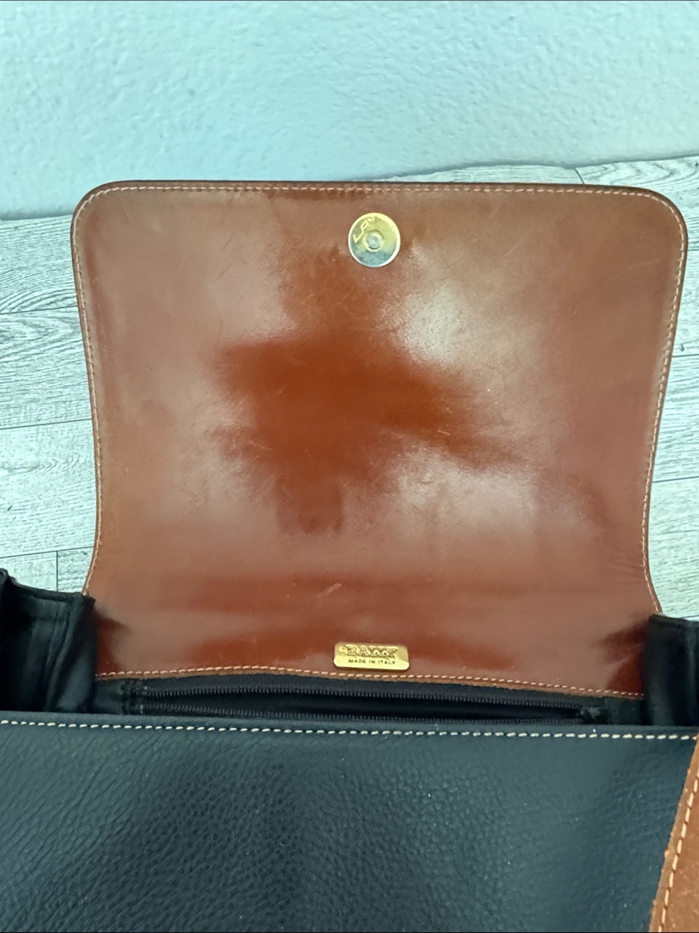 Vintage Bally Black Leather Crossbody with Brown Trim - Picture 13 of 15